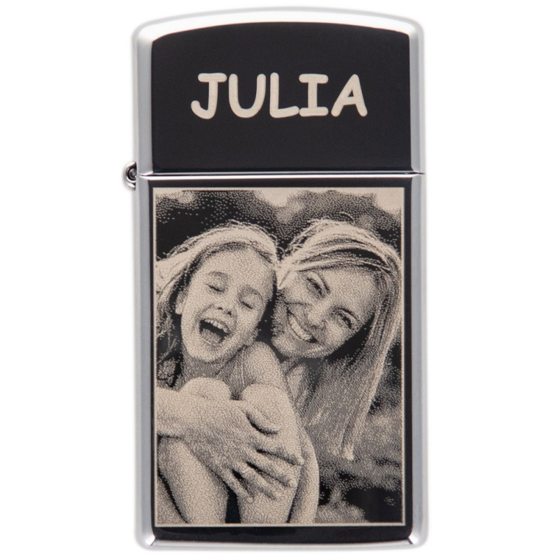 Zippo argento sottile leggero inciso