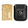 Briquet in oro veneziano Zippo con custodia in pelle