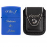 Briquet blu Zippo con custodia