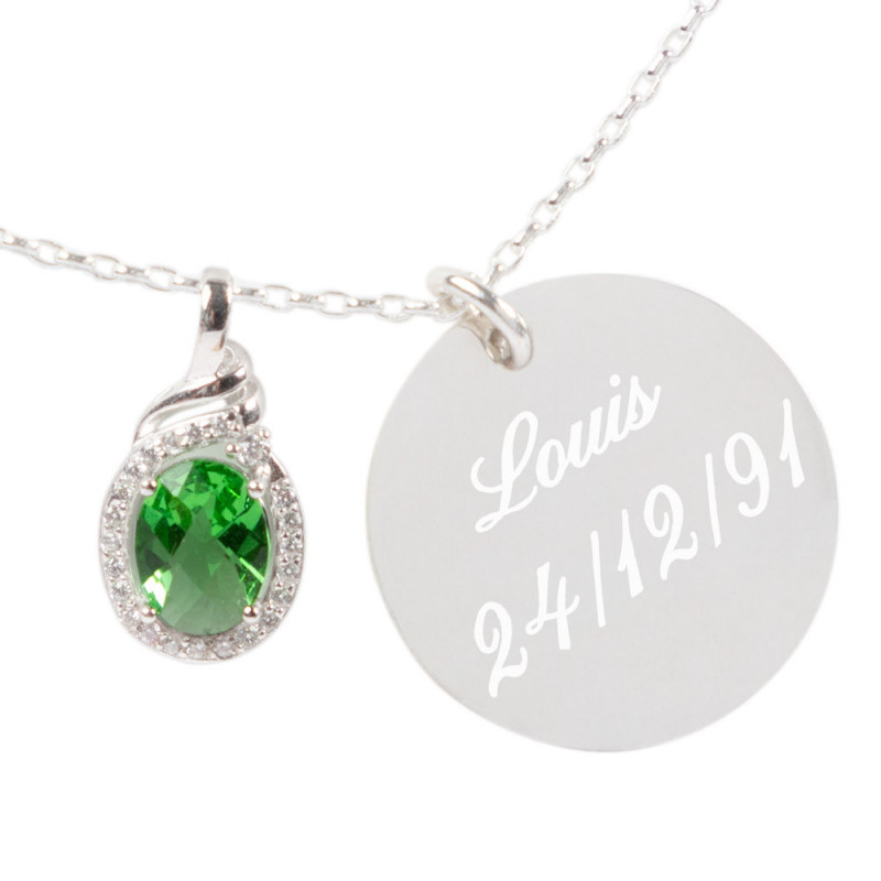 Collana di strass verde inciso