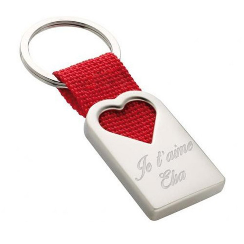 Keyring inciso cuore rosso