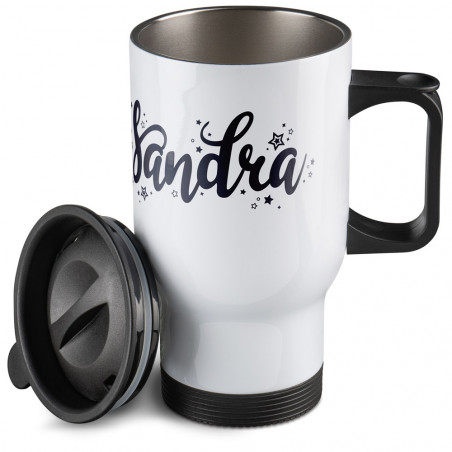 Tazza thermos bianca stampata