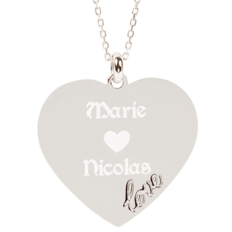 Love cuore collana in argento personalizzato