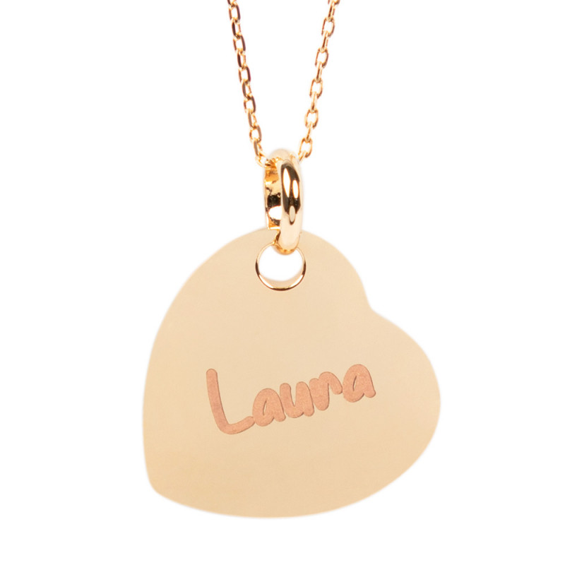 Collana cuore invertito 18K oro placcato testo personalizzato