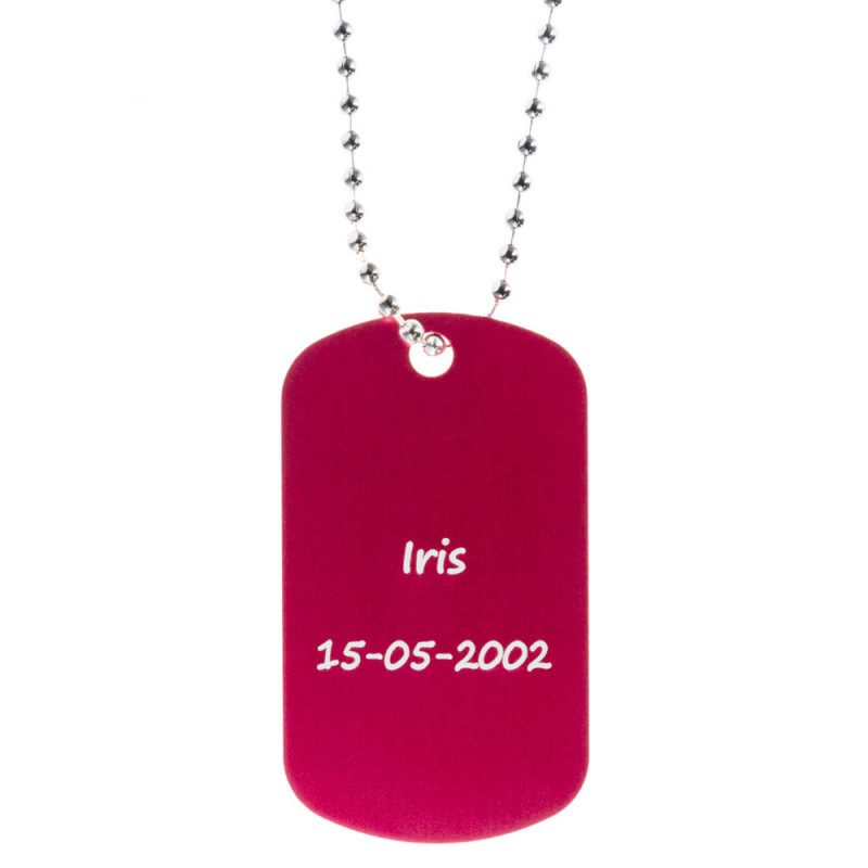 Dog tag personalizzato rosso inciso