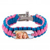 Bracciale in cordoncino spesso blu e rosa