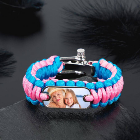 Bracciale spesso blu e rosa personalizzato