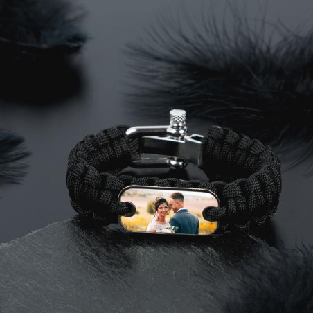 Bracciale personalizzato in tessuto spesso nero