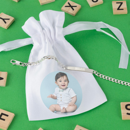 Borsa in raso bianco con personalizzazione della foto