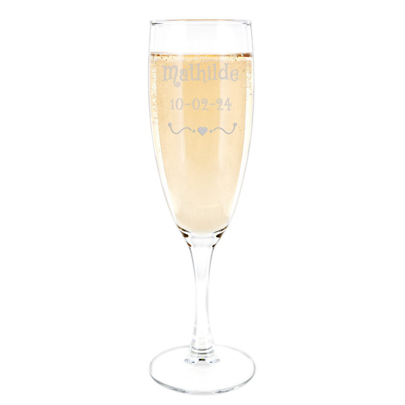 Champagne Flute design cuore personalizzato