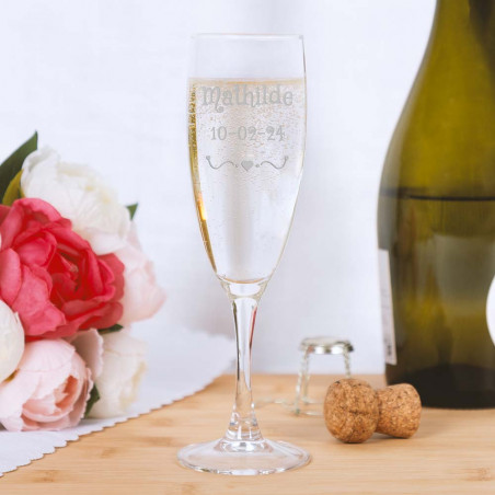 Champagne Flute design cuore personalizzabile