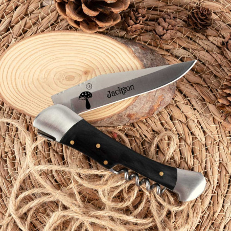 Coltello esterno maniglia natura nera personalizzabile