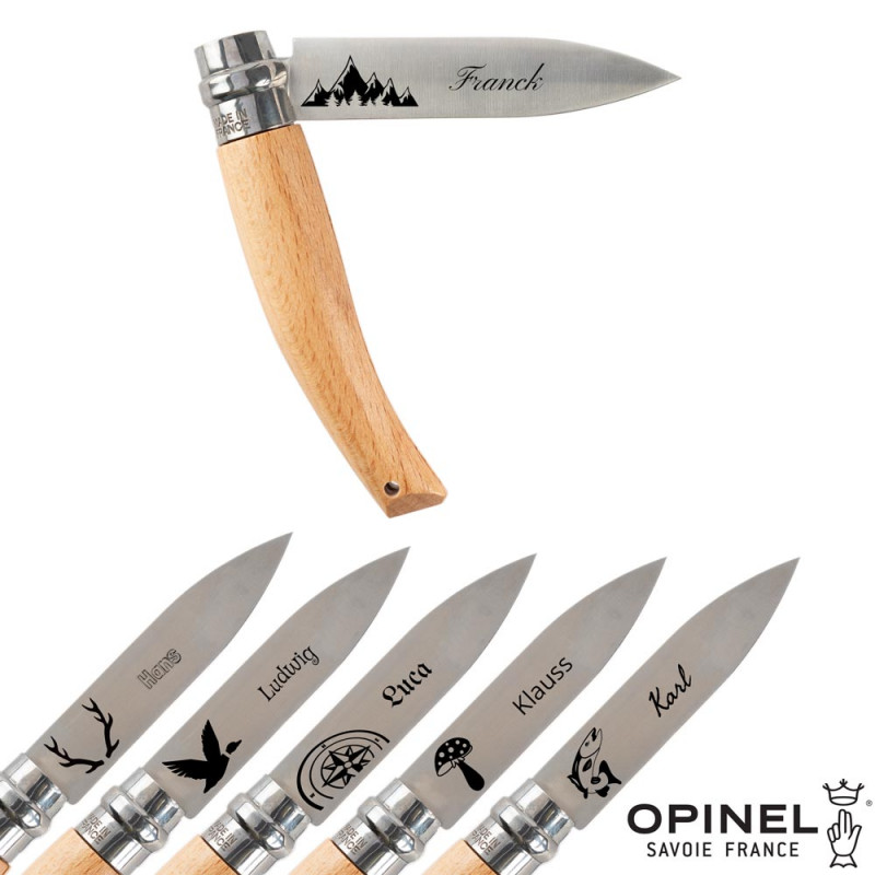 Coltello da giardino Opinel nature design inciso