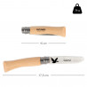 Dimensioni del coltello bambino Opinel natura