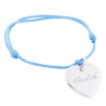 Bracciale in argento cuore inciso blu corda