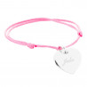 Medaglione cuore placcato argento inciso con bracciale in corda rosa