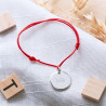 Bracciale inciso rosso e medaglione placcato argento