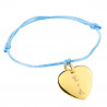 Bracciale in corda blu con cuore placcato oro