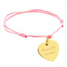 Bracciale in corda rosa con cuore placcato oro