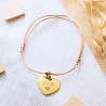 Bracciale in corda beige con cuore placcato oro