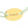 Bracciale ovale placcato oro con cordoncino verde personalizzabile