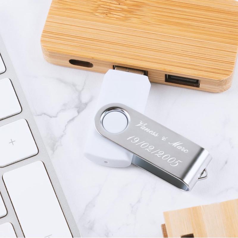 Disco flash USB girevole bianco personalizzato