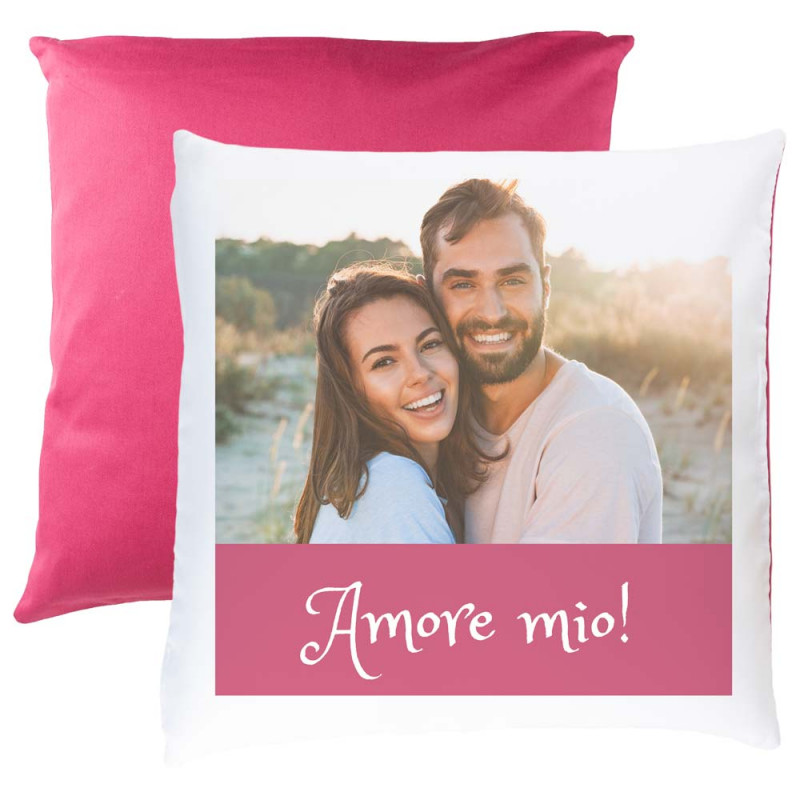 cuscino fucsia bicolore personalizzato