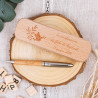 Set di penne in legno di battesimo personalizzato