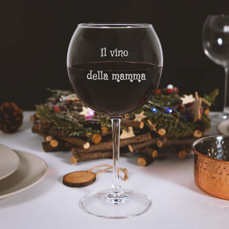 Vetro vino personalizzato inciso