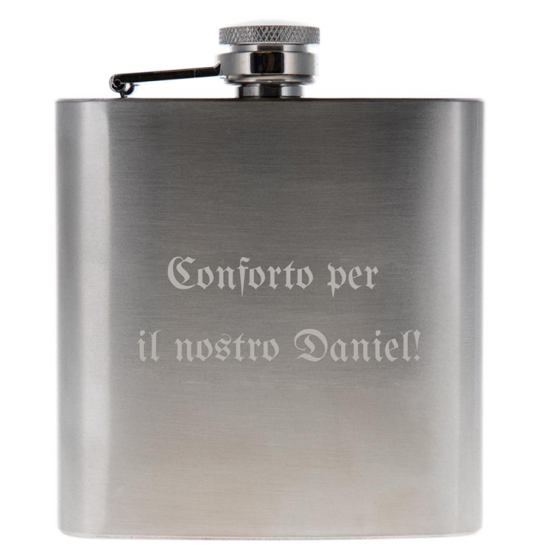 Flask argento personalizzato inciso