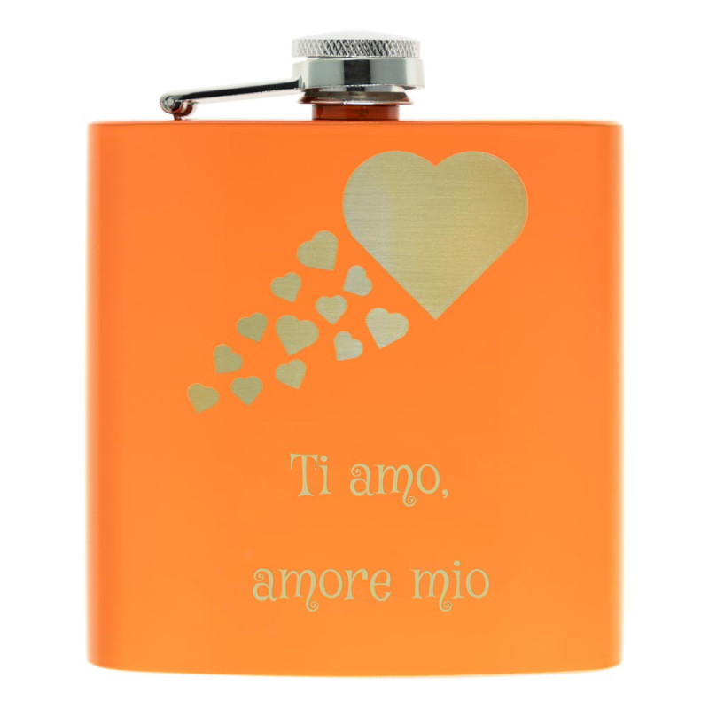 Flask in acciaio inciso arancio