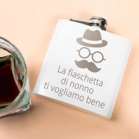 Flask in acciaio bianco inciso