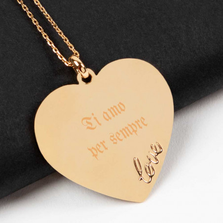 Amore cuore collana 18K oro testo incisione