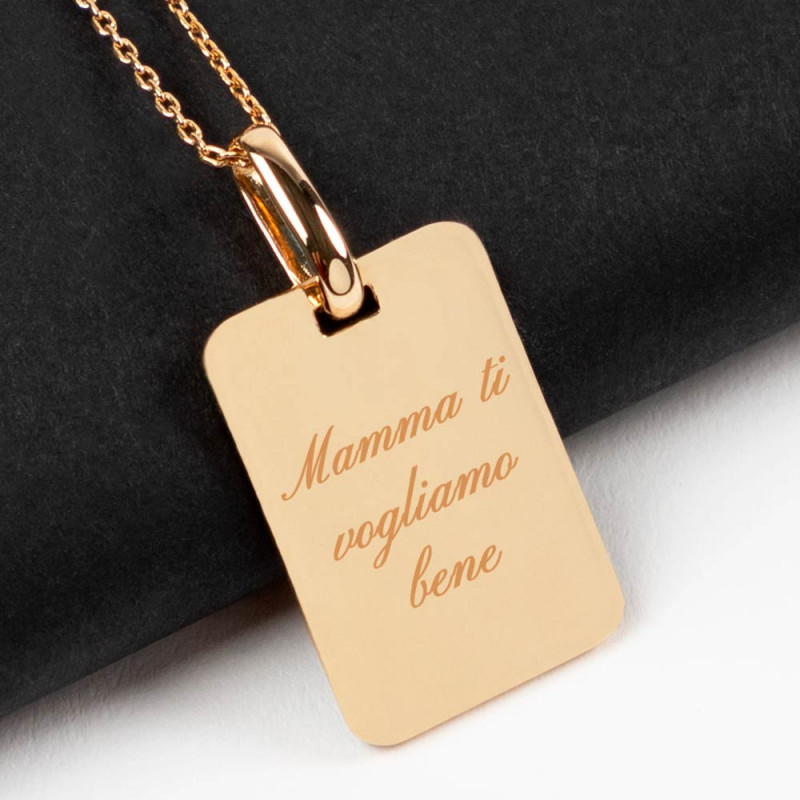 18k oro placcato rettangolo collana