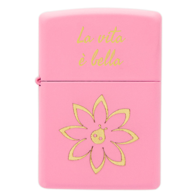 Briquet rosa Zippo inciso