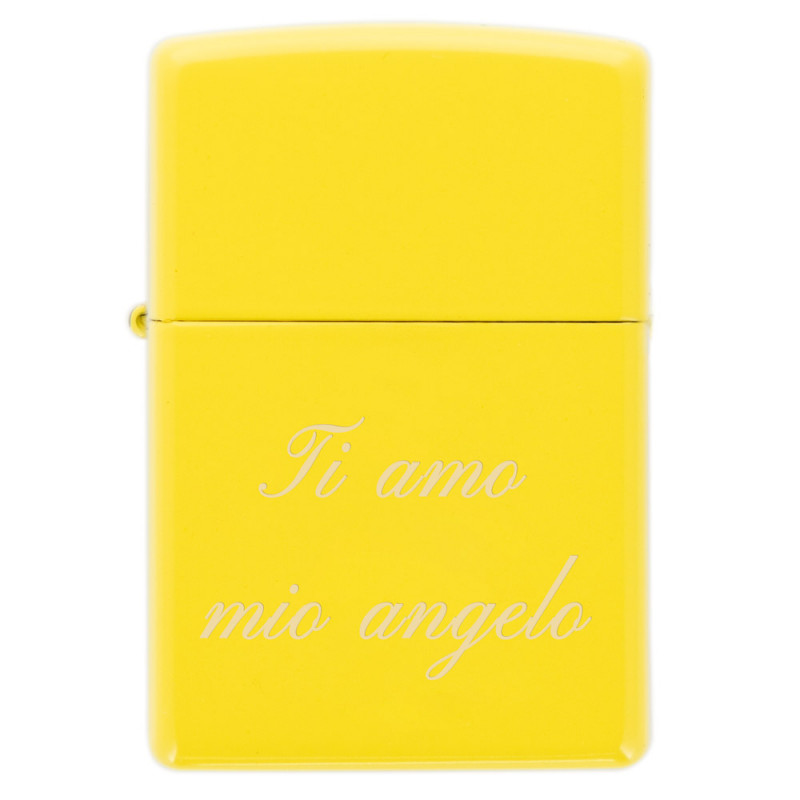 Zippo giallo chiaro inciso