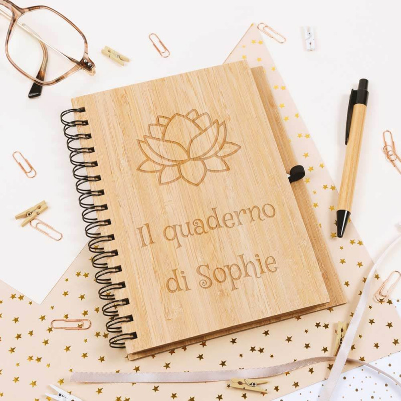 Quaderno e matita in legno personalizzati