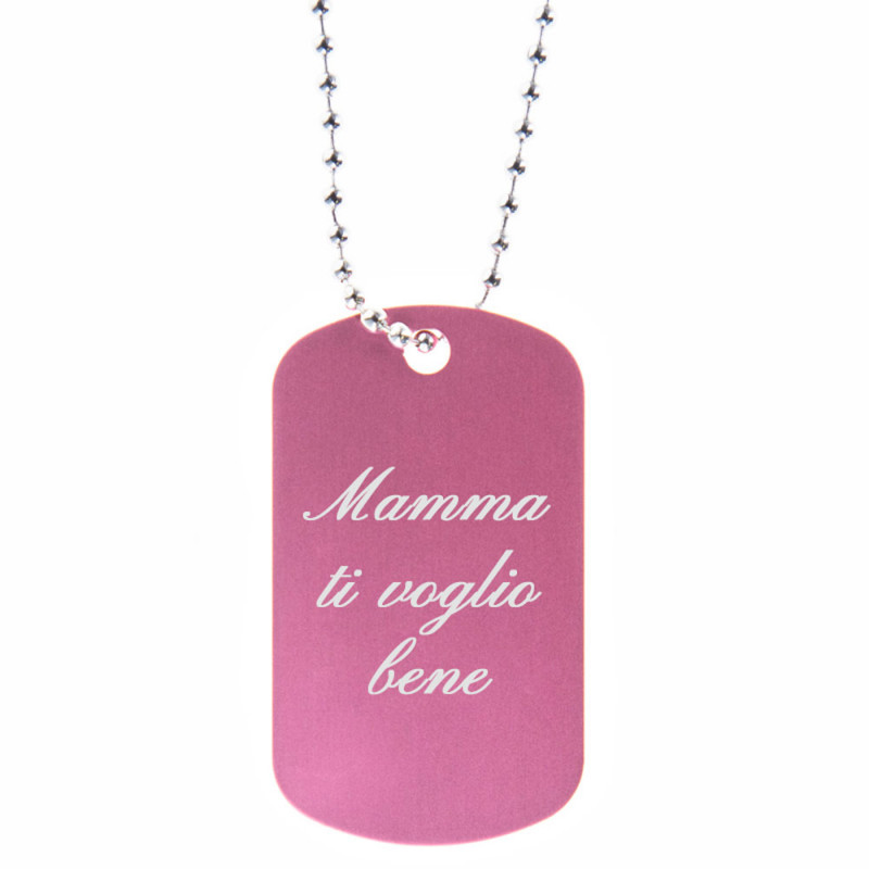 Cane tag rosa inciso personalizzato