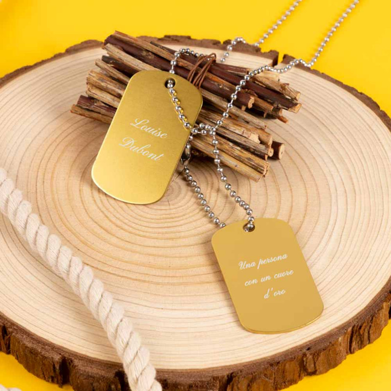 Dog tag doppio oro personalizzato