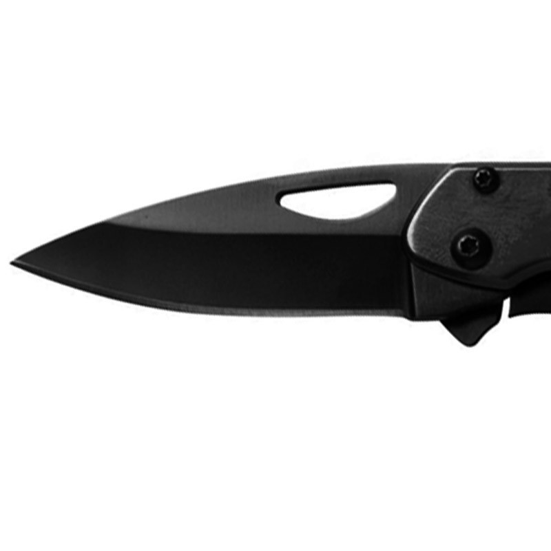 Coltello in acciaio nero con incisione